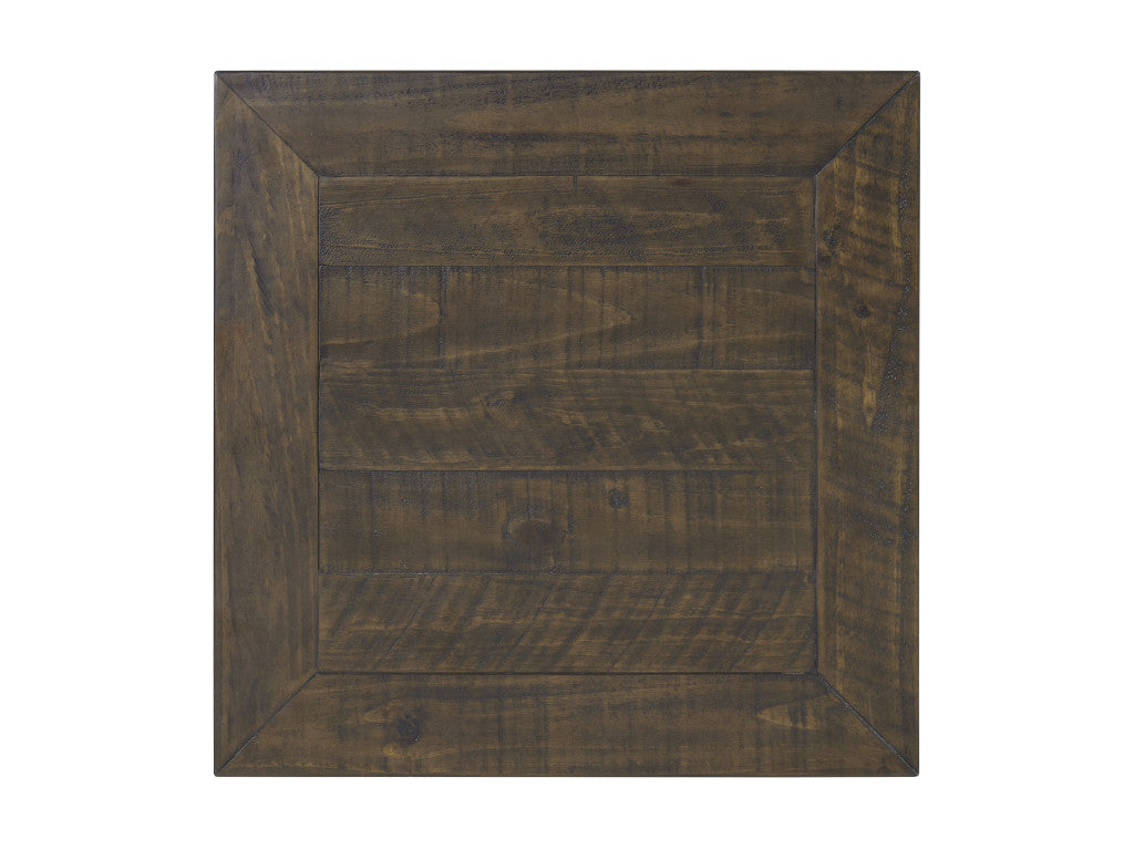 24" Cream And Brown Solid Wood End Table With Drawer And Shelf