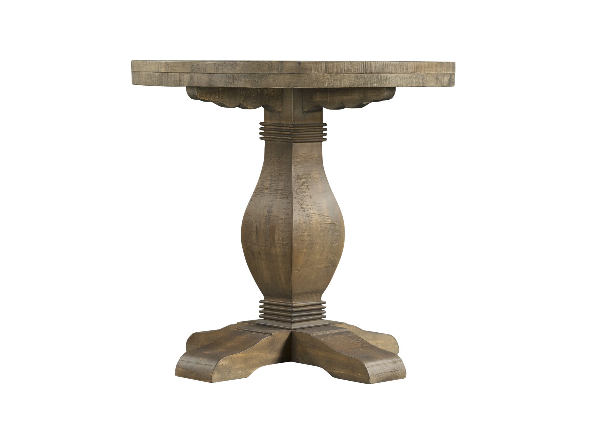25" Reclaimed Natural Solid Wood Round Pedestal End Table