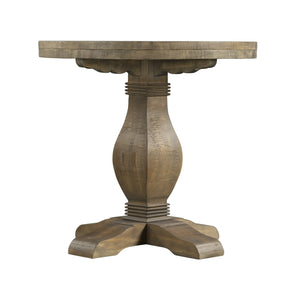 25" Reclaimed Natural Solid Wood Round Pedestal End Table