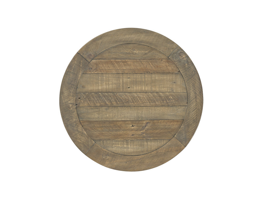 25" Reclaimed Natural Solid Wood Round Pedestal End Table