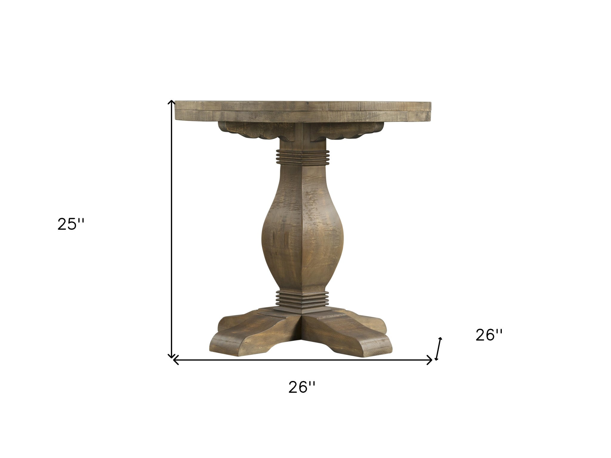 25" Reclaimed Natural Solid Wood Round Pedestal End Table