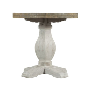 White Stain And Reclaimed Natural Solid Wood Round End Table 25"