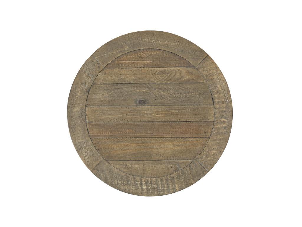 White Stain And Reclaimed Natural Solid Wood Round End Table 25"