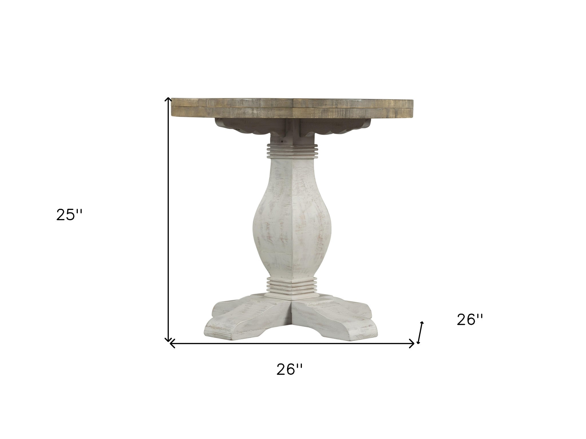 White Stain And Reclaimed Natural Solid Wood Round End Table 25"