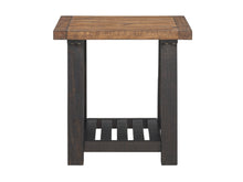Black Stain And Natural Solid Wood End Table With Shelf 24