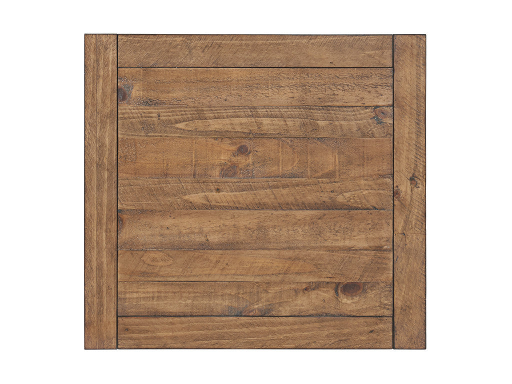 Black Stain And Natural Solid Wood End Table With Shelf 24"