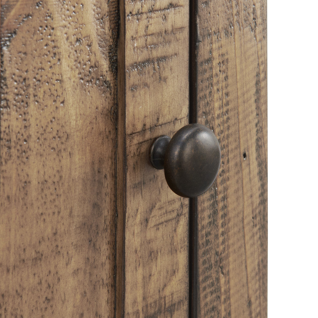 Mesa auxiliar estrecha de madera maciza natural de 25" con cajón y USB