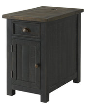 Black And Brown Solid Wood End Table With USB and Outlets 25