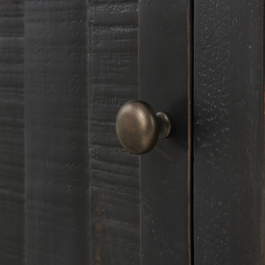 Black And Brown Solid Wood End Table With USB and Outlets 25"