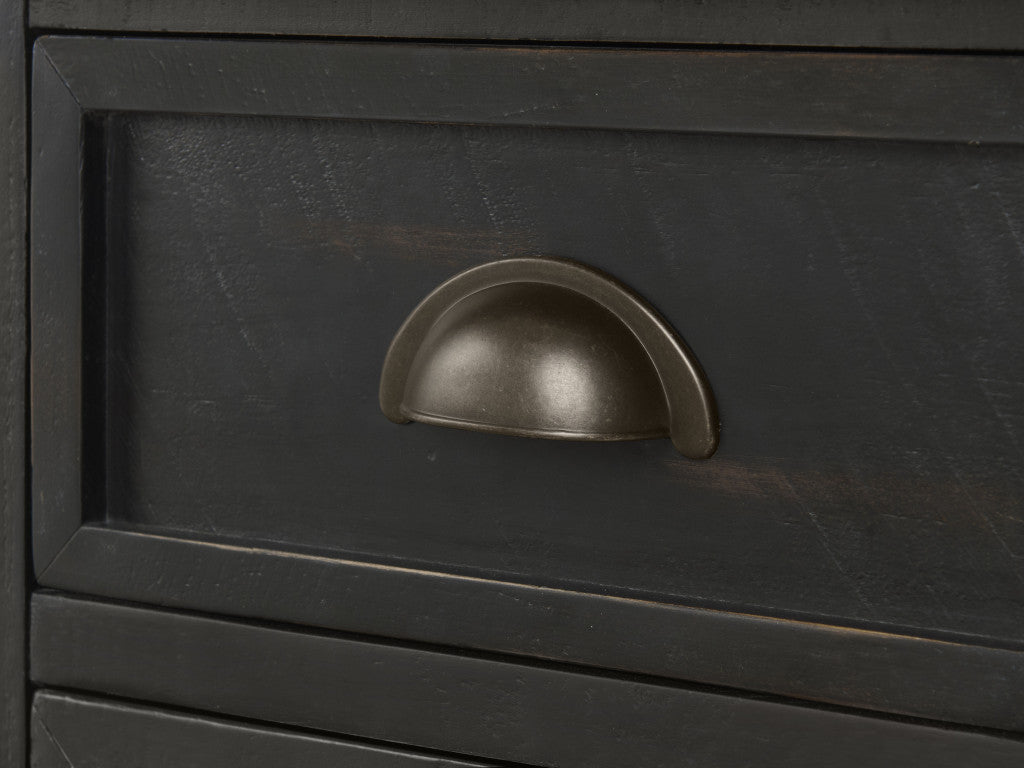 Black And Brown Solid Wood End Table With USB and Outlets 25"