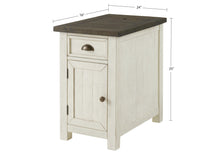 Cream And Brown Solid Wood End Table With USB and Outlets 25