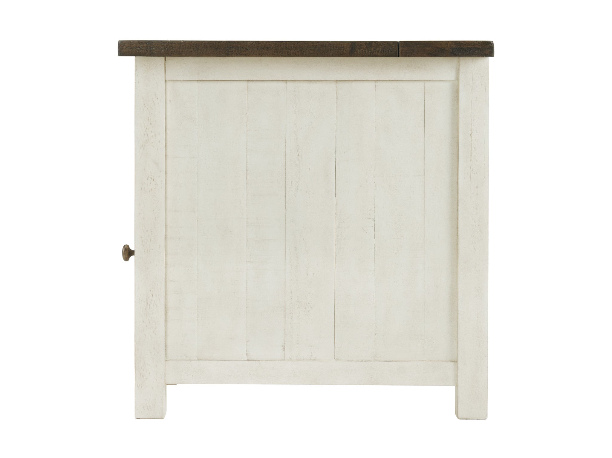 Cream And Brown Solid Wood End Table With USB and Outlets 25"