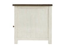 Cream And Brown Solid Wood End Table With USB and Outlets 25