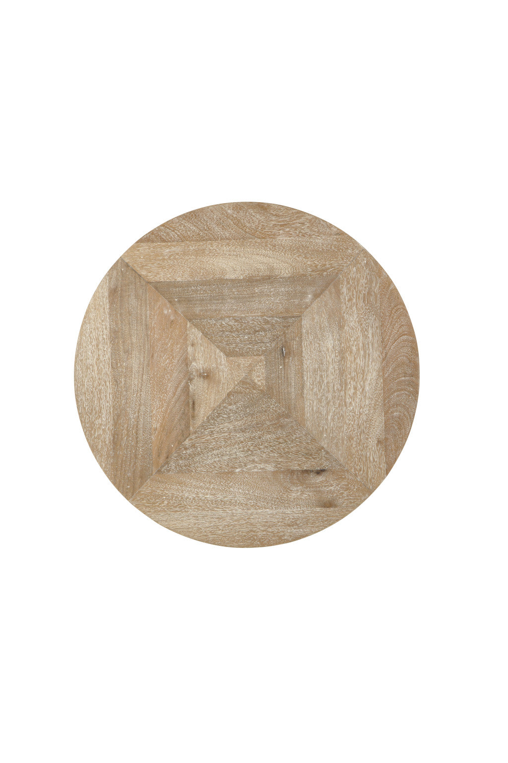 26" Black And Pickled Mango Solid Wood Round End Table