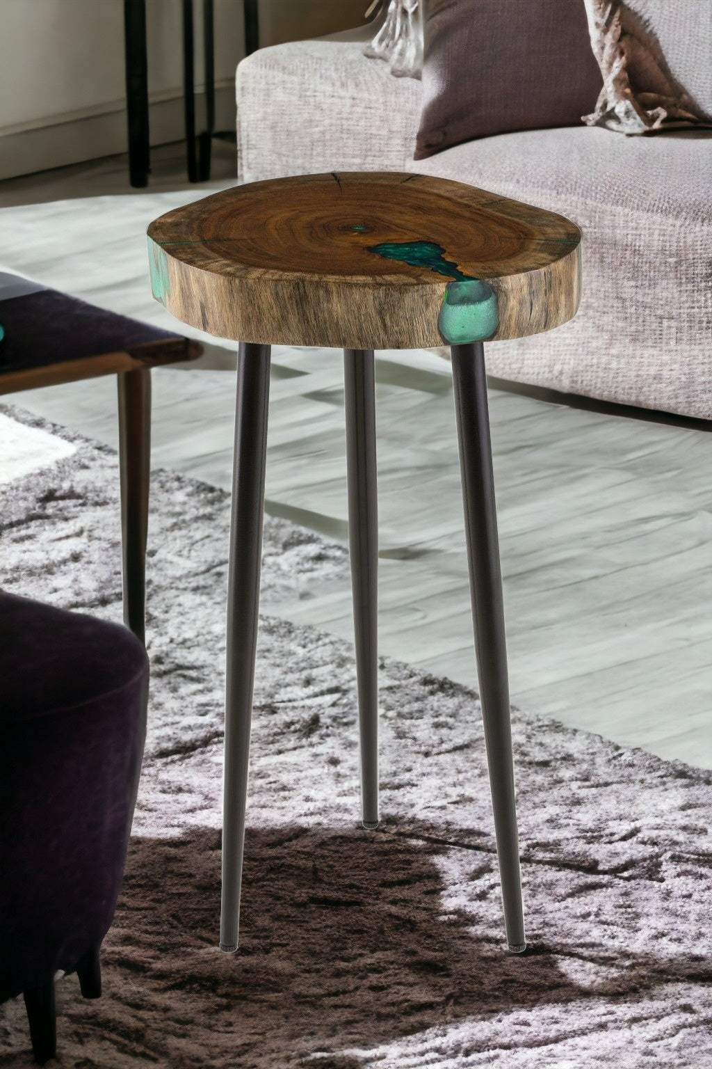 Black And Brown Solid Wood Round End Table 23"