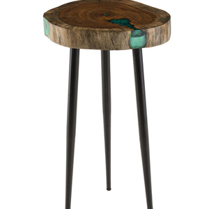 Black And Brown Solid Wood Round End Table 23"