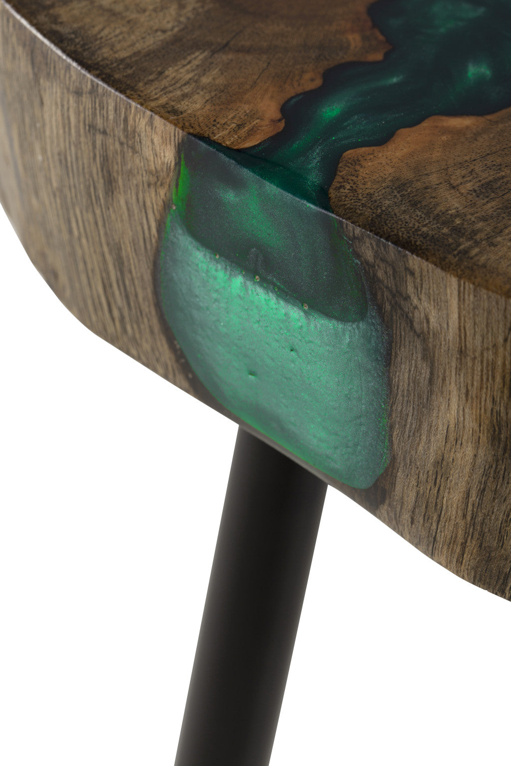 Black And Brown Solid Wood Round End Table 23"