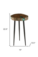 Black And Brown Solid Wood Round End Table 23