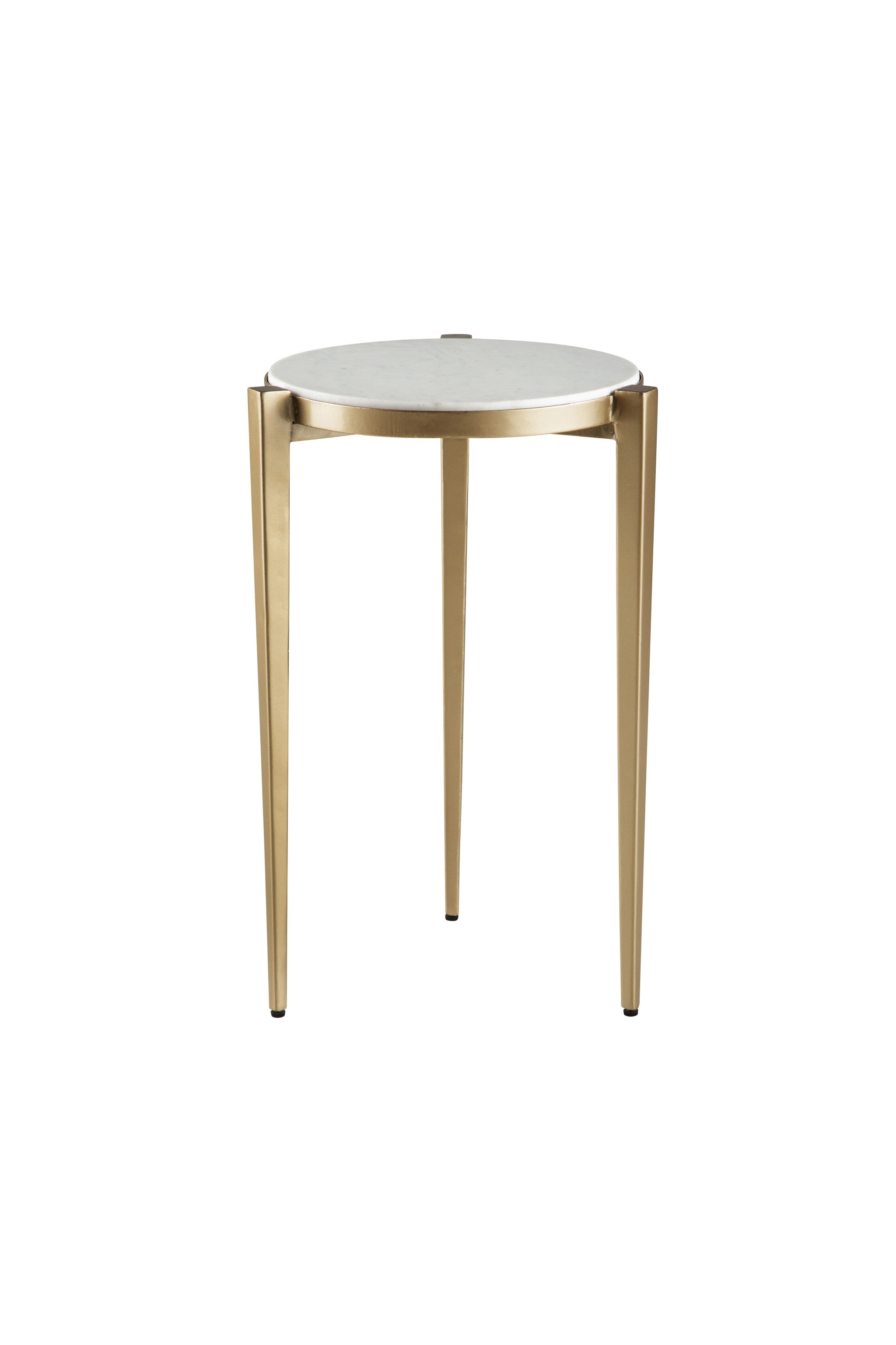 Gold And White Marble Round End Table 24"