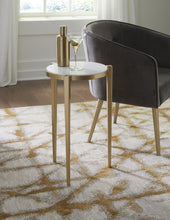 Gold And White Marble Round End Table 24