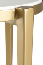 Gold And White Marble Round End Table 24