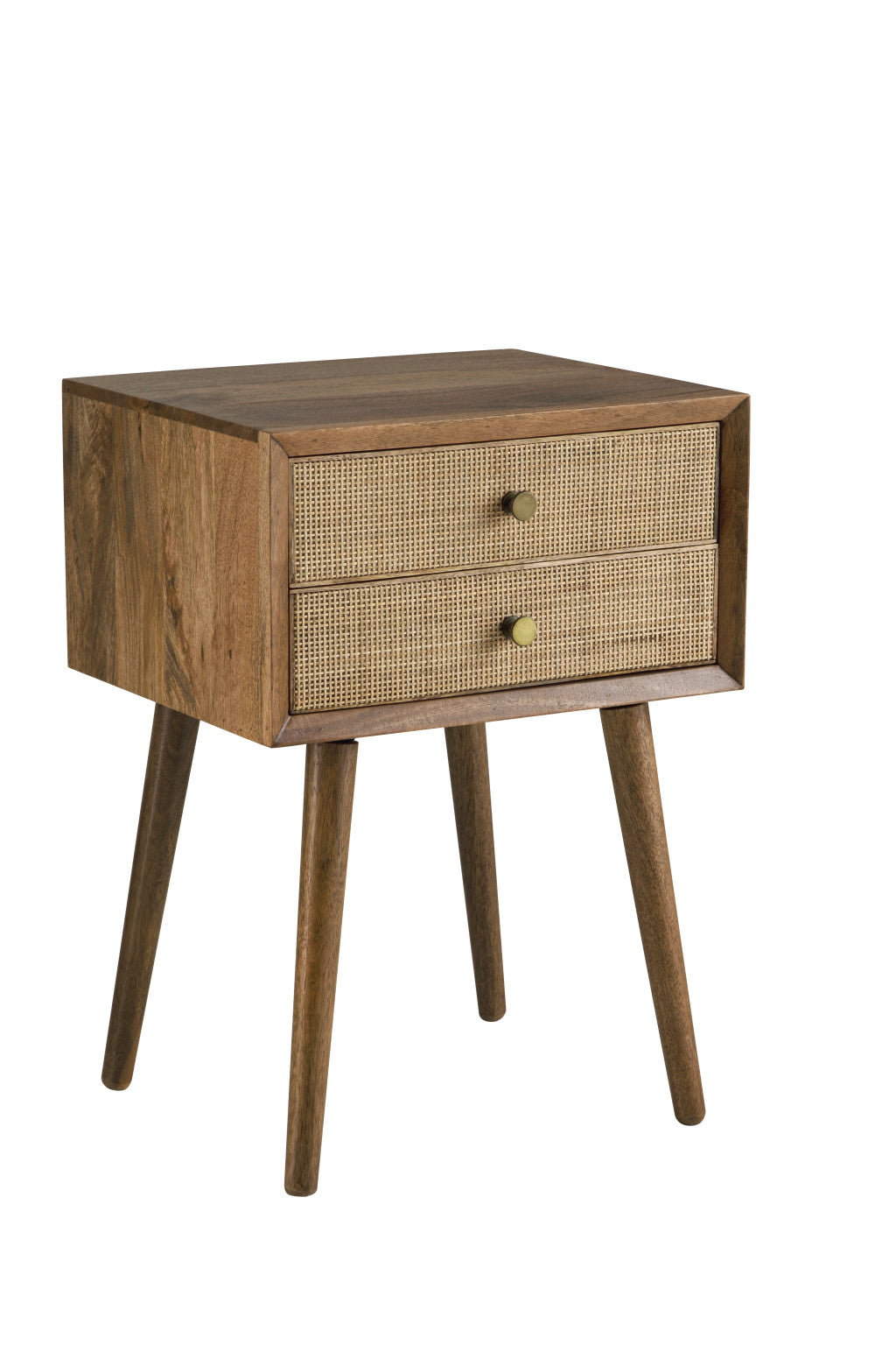 25" Chestnut Solid Wood End Table With Two Drawers