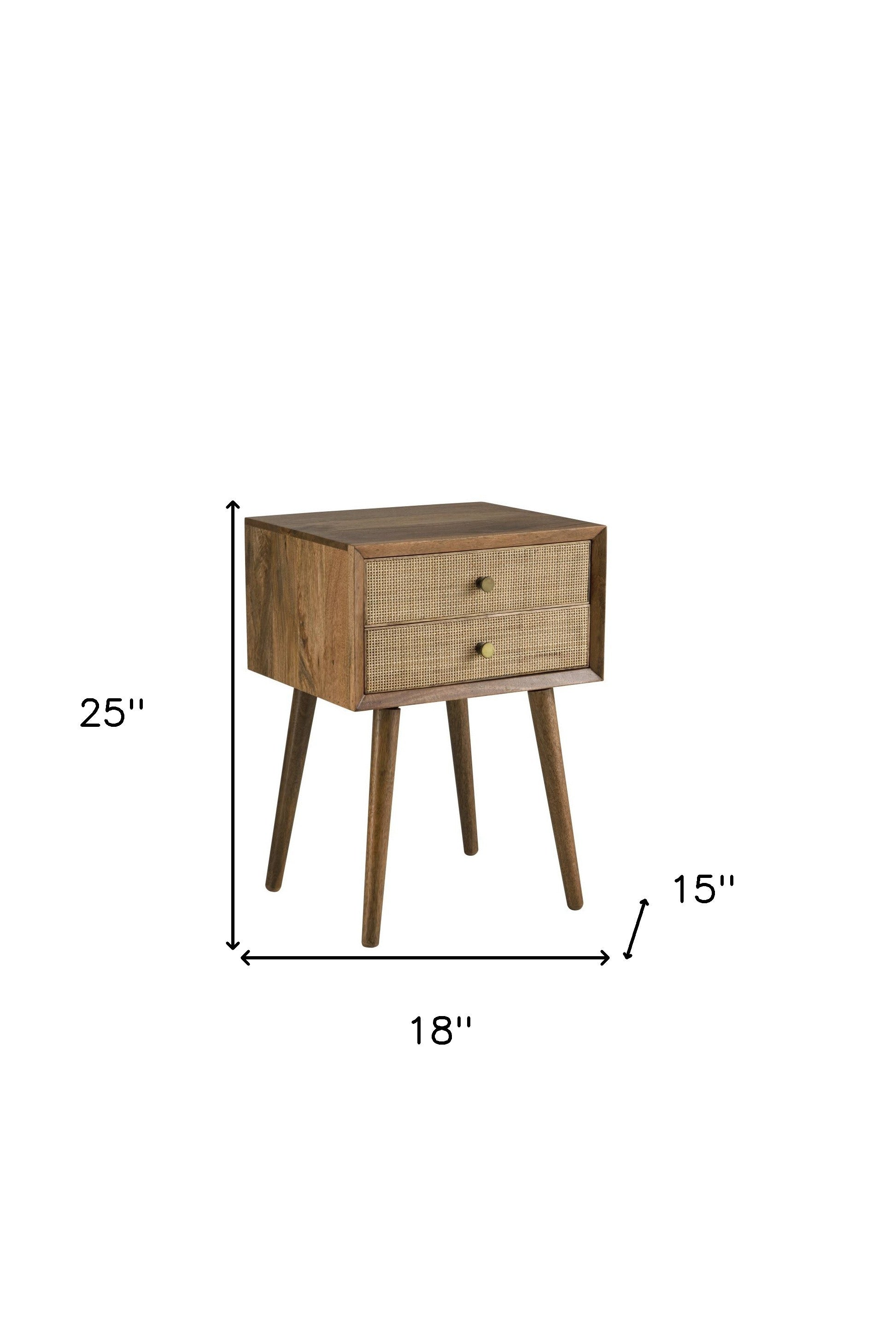25" Chestnut Solid Wood End Table With Two Drawers