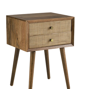 25" Chestnut Solid Wood End Table With Two Drawers