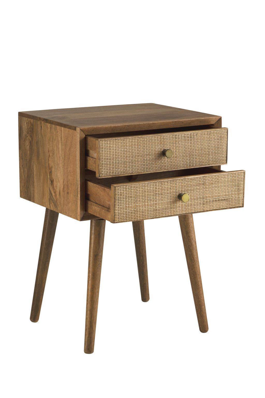 25" Chestnut Solid Wood End Table With Two Drawers