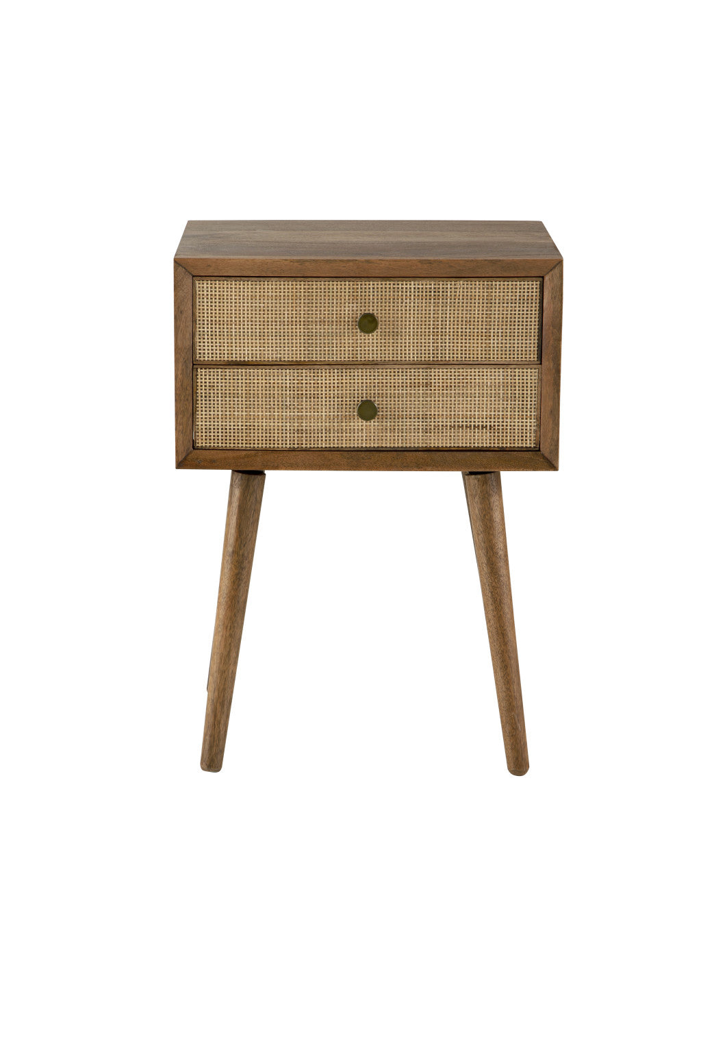 25" Chestnut Solid Wood End Table With Two Drawers