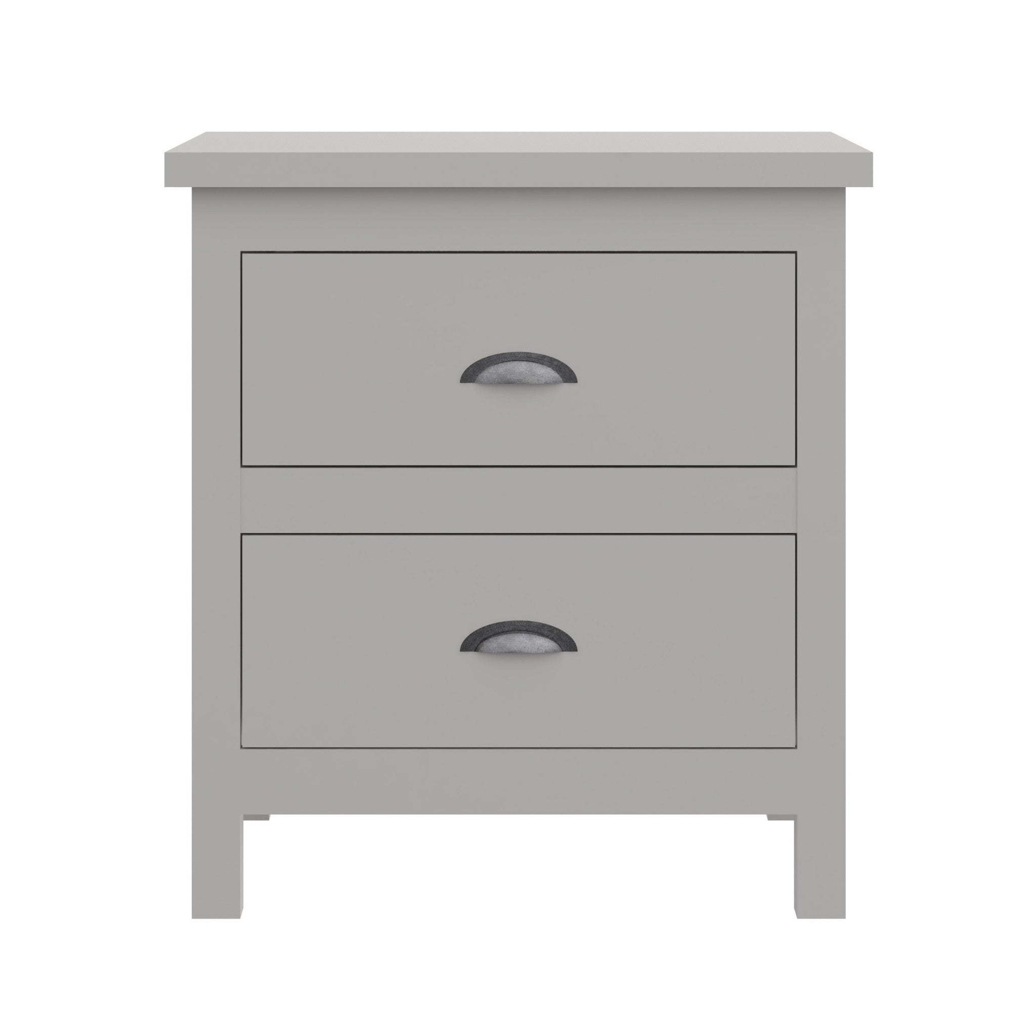 16" Two Drawer Nightstand With Solid Wood Top