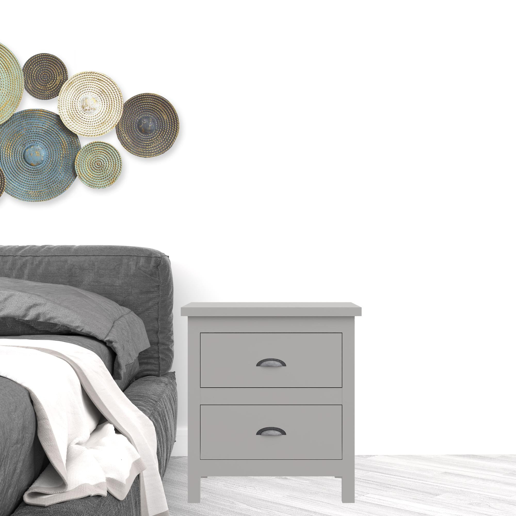 16" Two Drawer Nightstand With Solid Wood Top