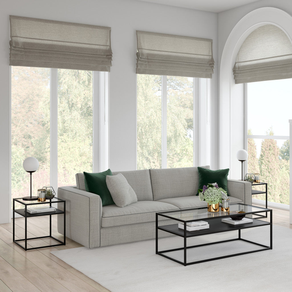 46" Black Glass Rectangular Coffee Table With Shelf