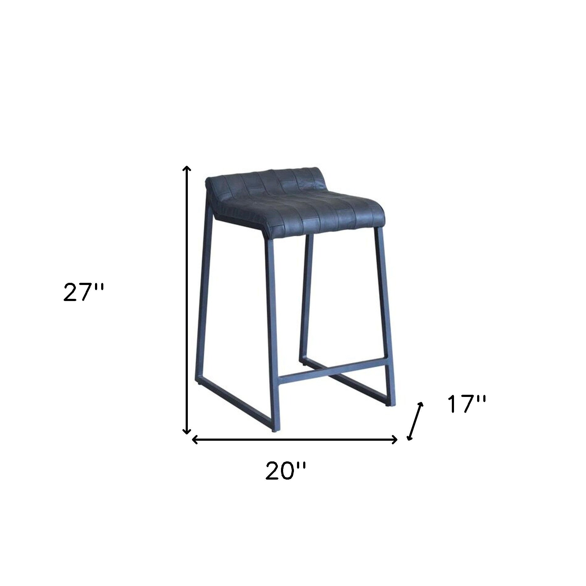 27" Dark Gray Leather Low Back Counter Height Bar Chair With Footrest