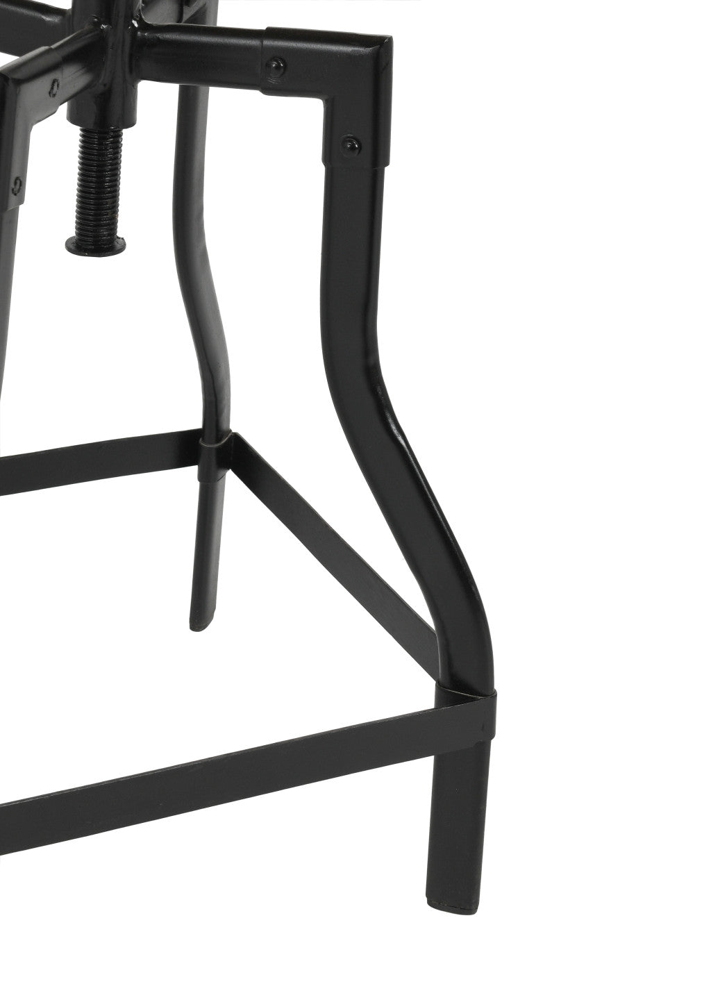 29" Wood Brown And Black Iron Bar Height Chair With Footrest