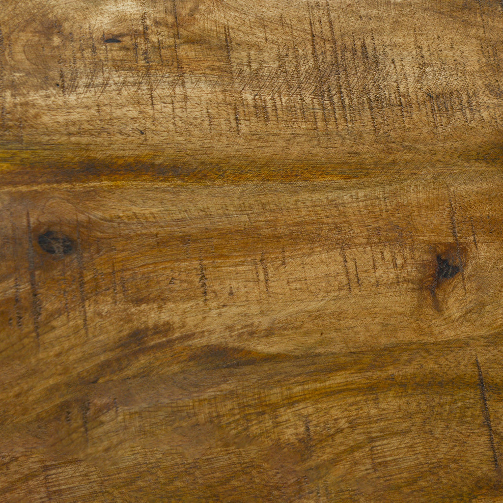 24" Wood Brown And Black Iron Backless Counter Height Bar Chair With Footrest