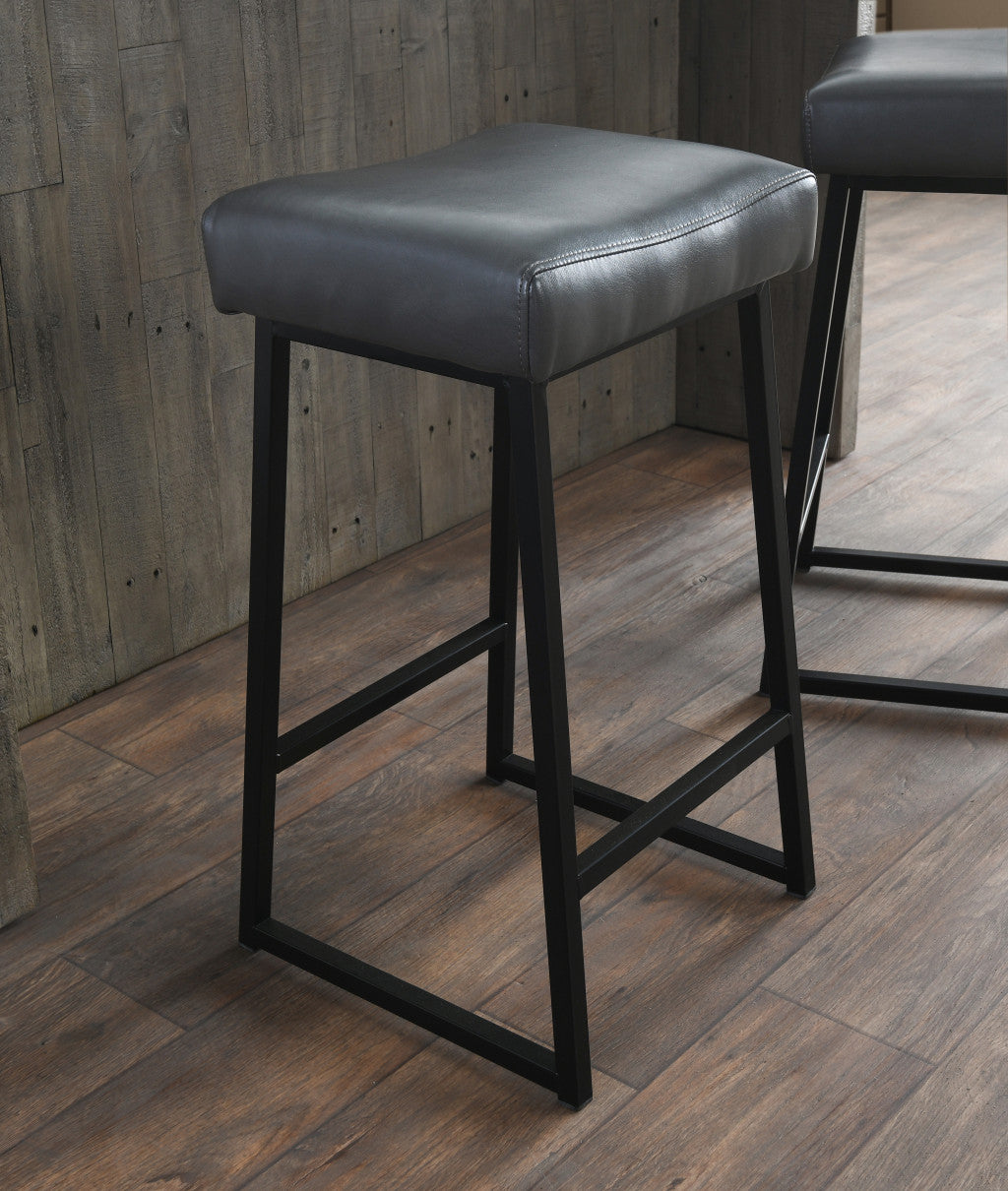 Black Backless Bar Height Chair With Footrest 27"