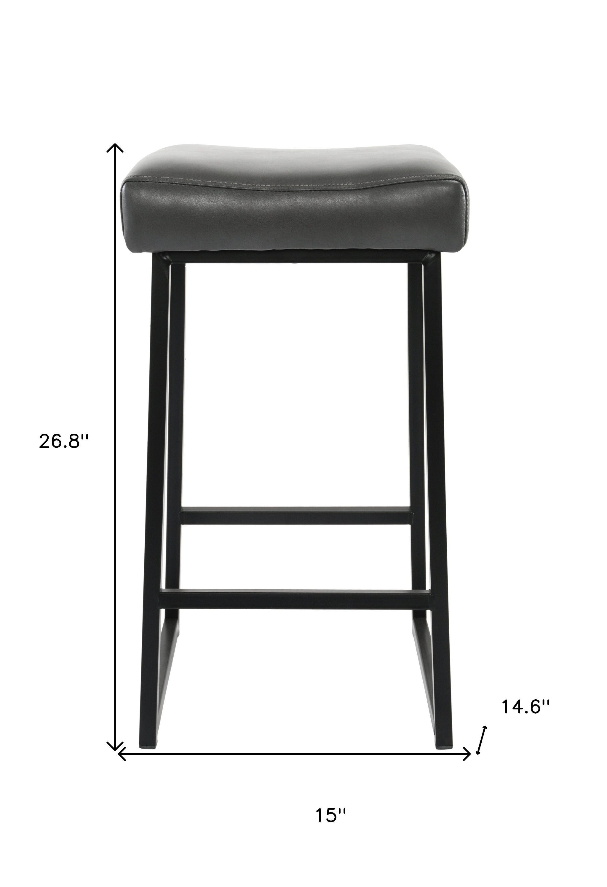 Black Backless Bar Height Chair With Footrest 27"