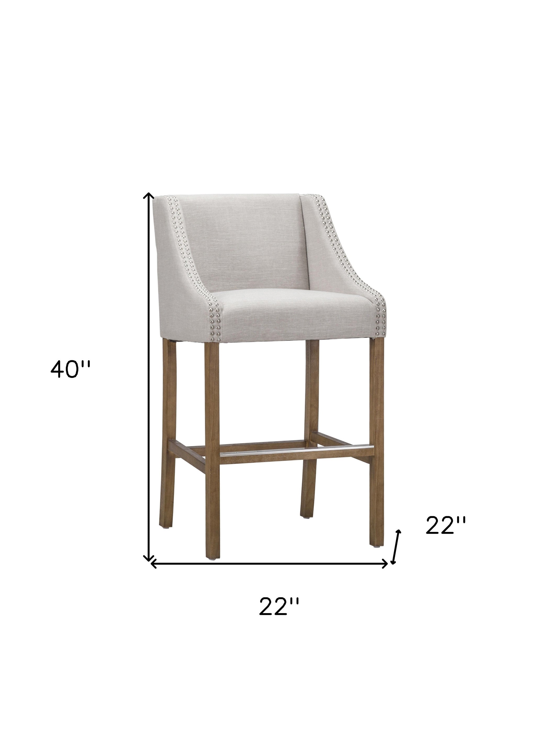 40" Taupe Low Back Counter Height Bar Chair With Footrest