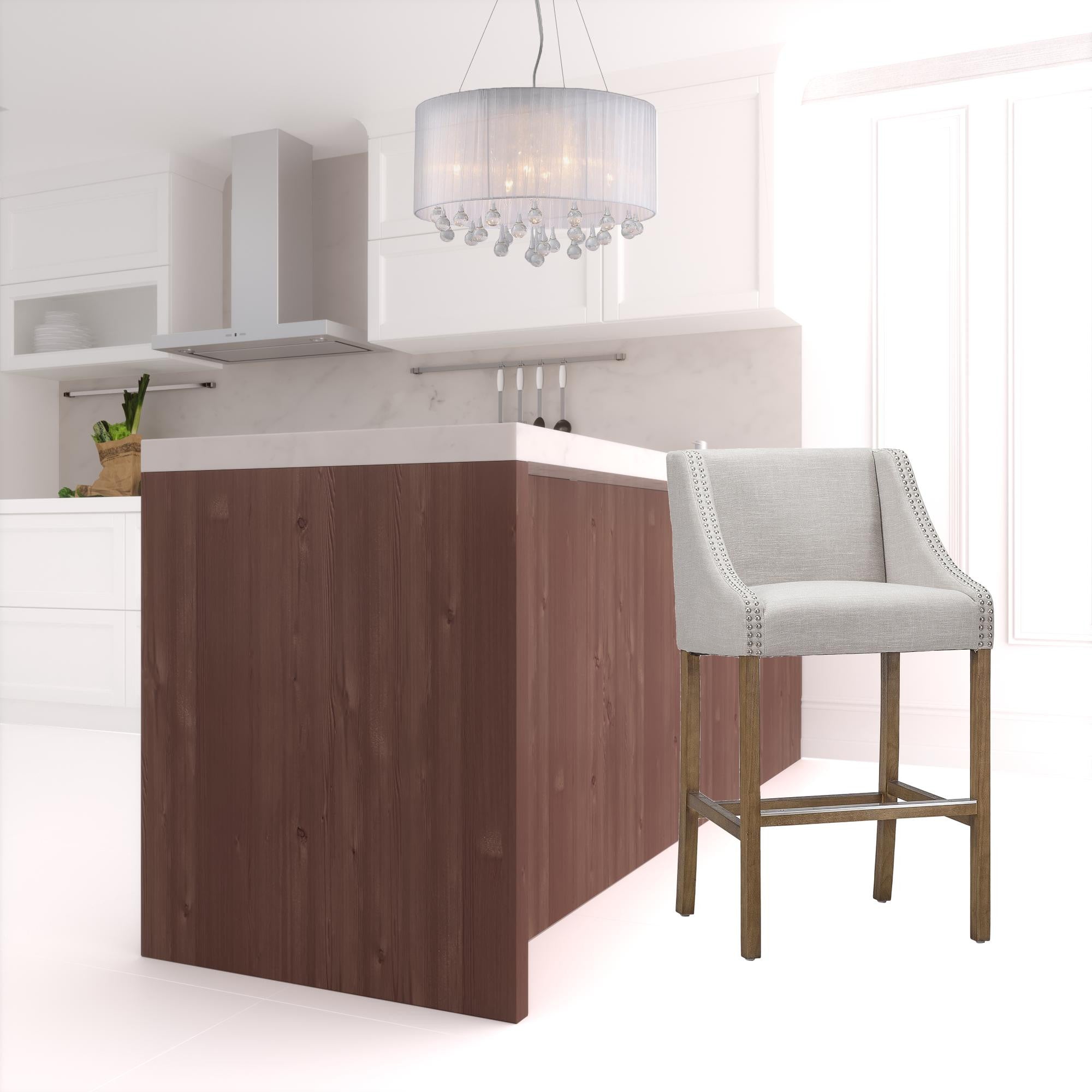 40" Taupe Low Back Counter Height Bar Chair With Footrest