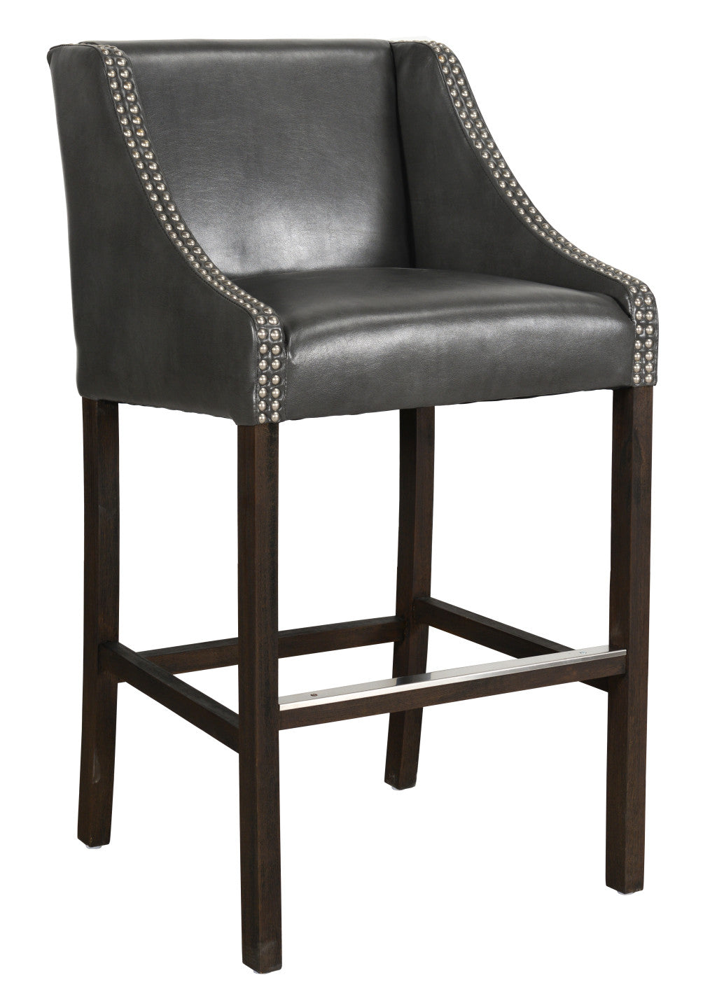 40" Black And Brown Low Back Counter Height Bar Chair With Footrest