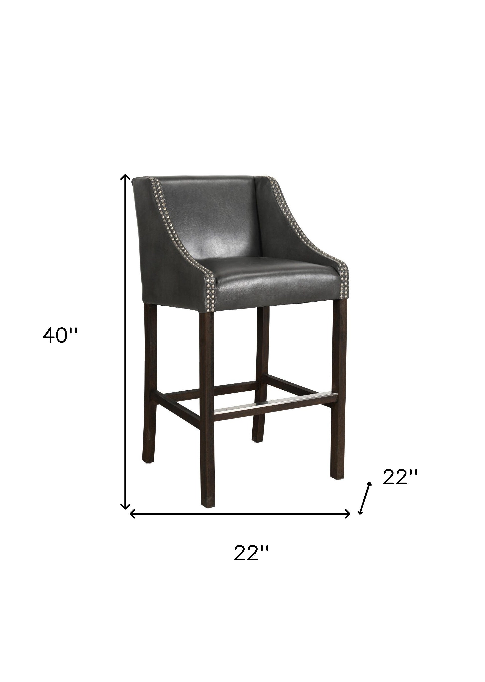 40" Black And Brown Low Back Counter Height Bar Chair With Footrest