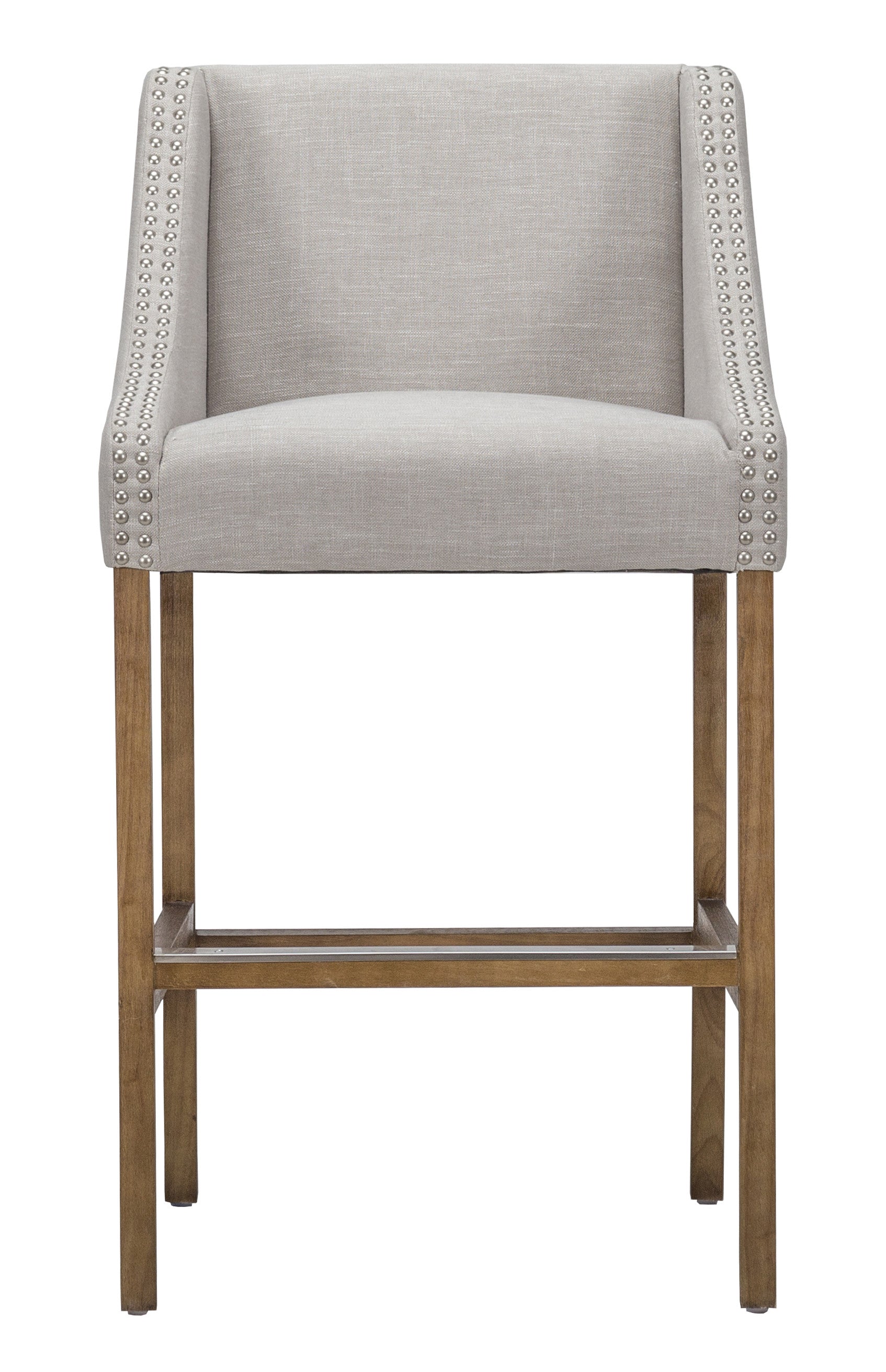 36" White Low Back Counter Height Bar Chair With Footrest