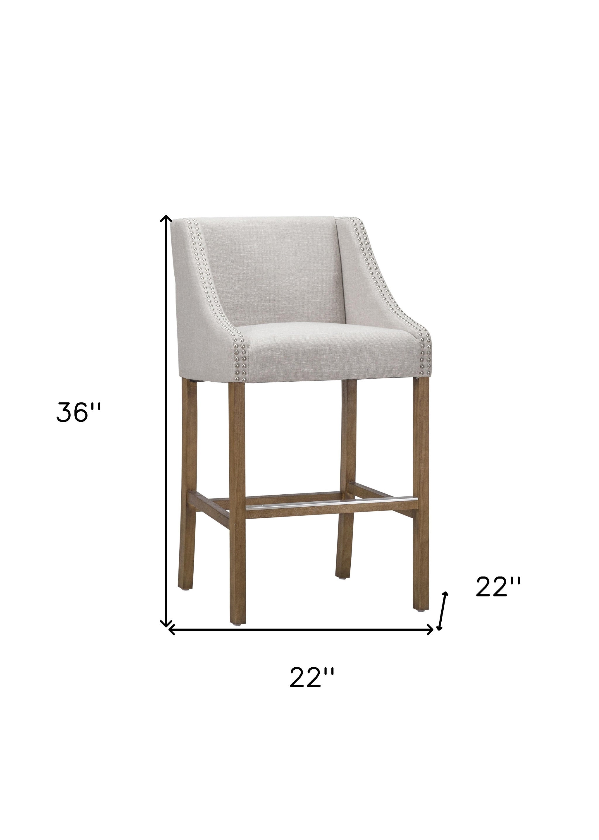 36" White Low Back Counter Height Bar Chair With Footrest