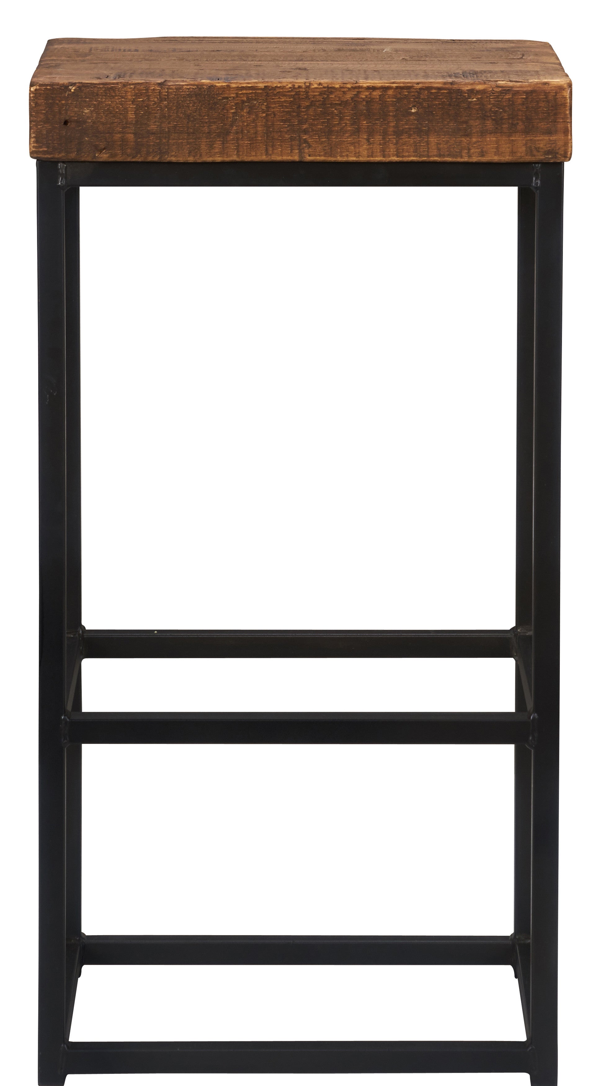 30" Brown And Black Backless Bar Height Chair With Footrest