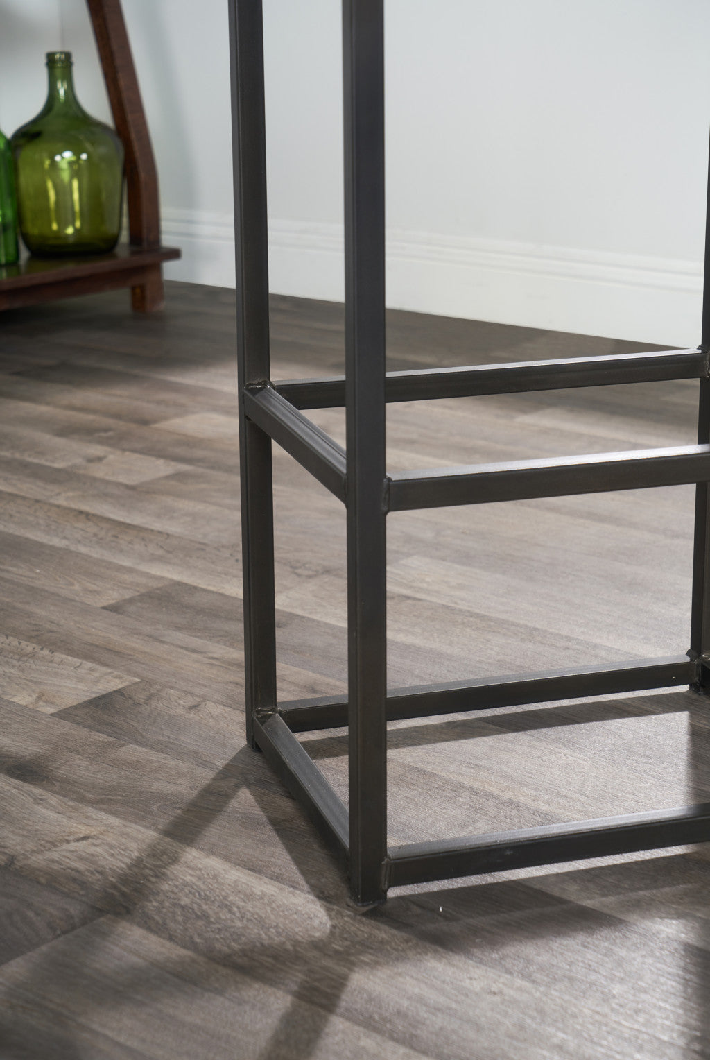 30" Brown And Black Backless Bar Height Chair With Footrest