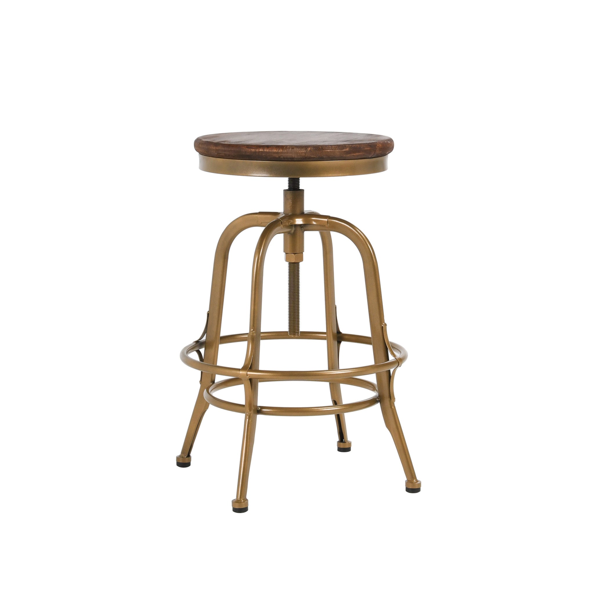 26" Brown And Brass Bar Chair