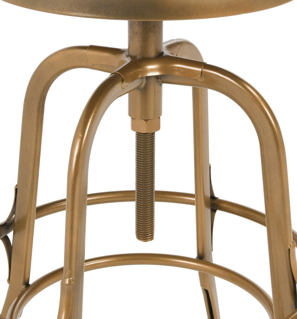 26" Brown And Brass Bar Chair