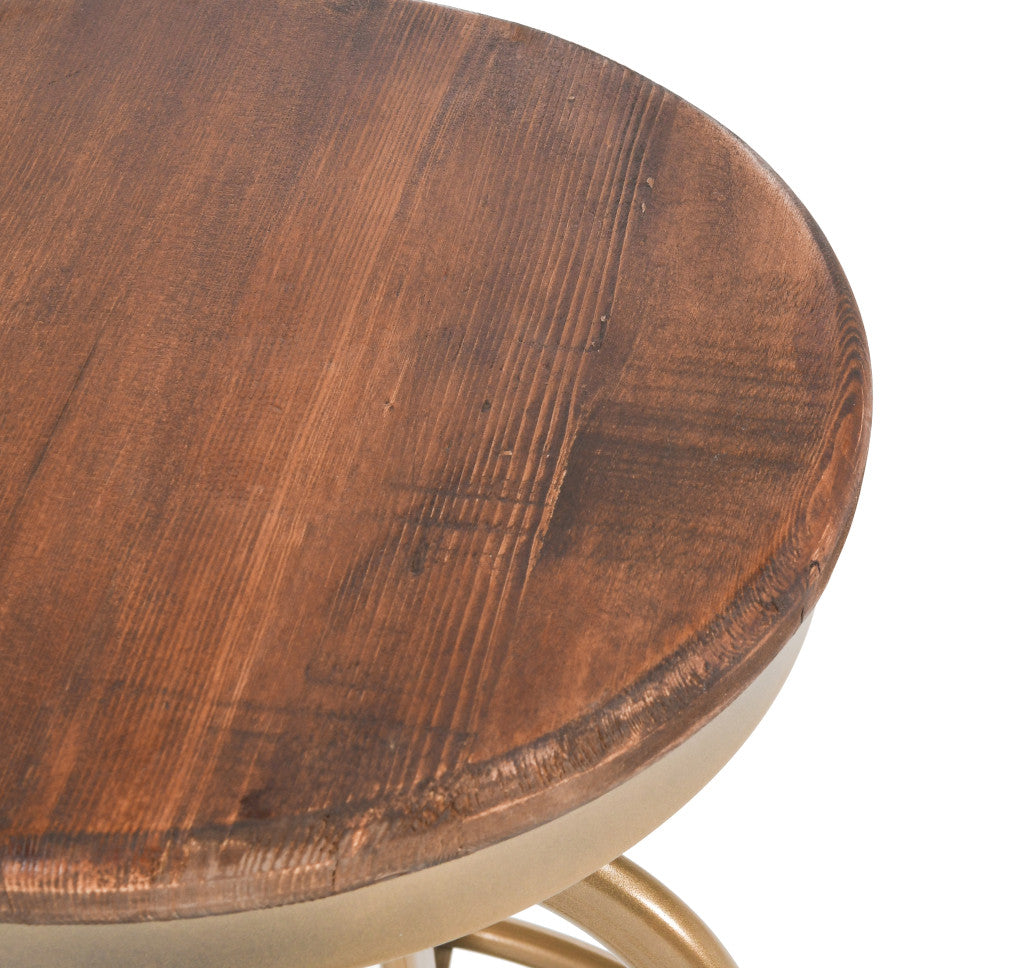 26" Brown And Brass Bar Chair