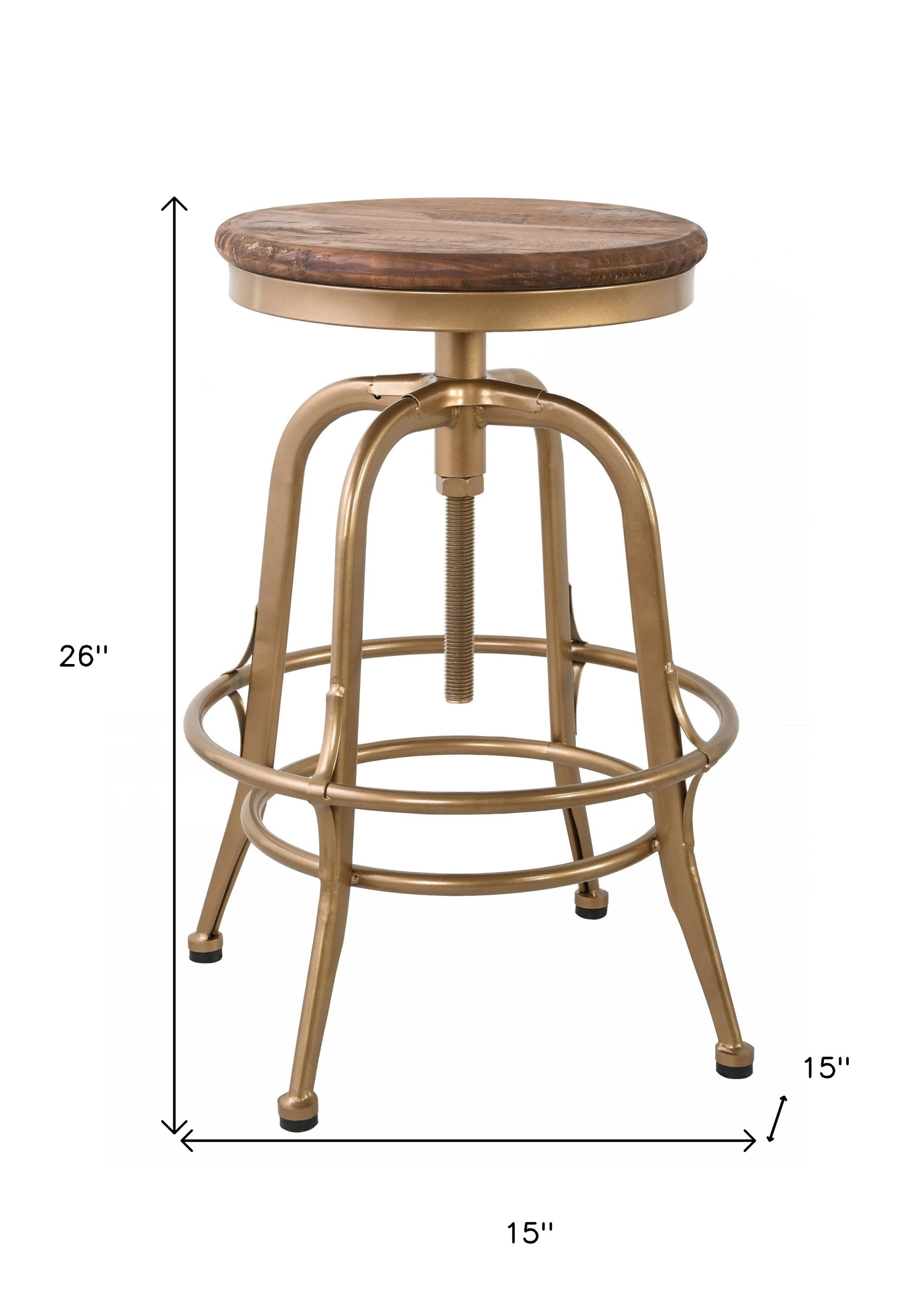 26" Brown And Brass Bar Chair